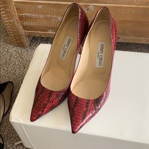Authentic Jimmy Choo heels in snake print/leather